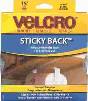 Velcro Sticky Back Fasteners - 3/4 x 50 ft, White, Roll