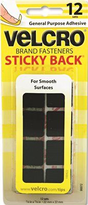 Black Sticky Back Hook & Loop Fasteners Squares 7/8 in 2.2 Cm Pack of 12  Velcro